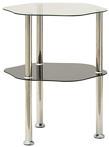Kangqiling 322791 Couchtisch mit 2 Ebenen, transparent, 38 x 38 x 50 cm, gehärtetes Glas, transparent