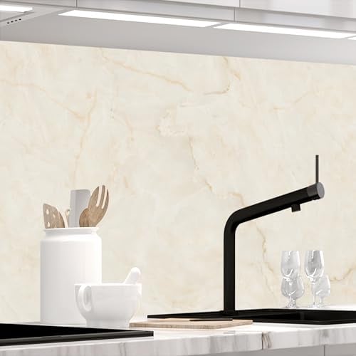 STICKERPROFIS Küchenrückwand MARMOR BEIGE (Premium) 60 x 400cm | Spritzschutz & Fliesenspiegel · alle Untergründe · hitzebeständig, abwaschbar · ohne Bohren · 1,8mm Verbundmaterial, Matt