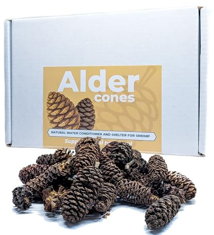 Erlenzapfen für Garnelen, Schnecken & Aquarien - Natürliche Schwarzwassergerbstoffe für Garnelen, Schnecken & Fische (30g)