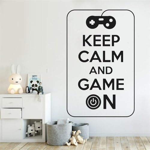 Adesivo da parete in vinile con scritta in inglese Keep Calm and Game on Door Room, 42 x 59 cm