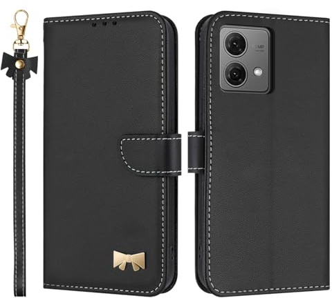 TAUYN Funda para Motorola Moto G84 5G, PU Cuero Flip Carcasa Anti-Choques TPU Proteger Caso, Ranuras para Tarjetas & Stand Función, con Acollador -Negro