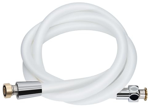 DLYYPLUS Silikon Duschschlauch 1,5m, Flexibel ultraweiche Brauseschlauch, Duschkopf Schlauch, duschschlauch verlängerung für Wohnmobile, Sprühgerät, Bidet, Haustierbad, Weiß