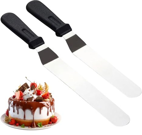 2 Pcs Palette Knife Set for Cake Decorating - Stainless Steel Offset Spatula, Baking Icing Tools