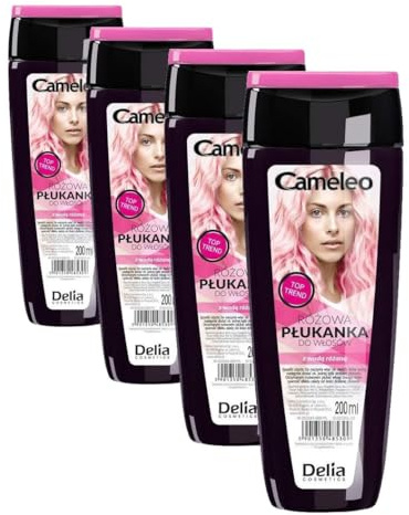 Cameleo - Pink Hair Toner with Rose Water, NO Yellow Shades, Tones, Semi Permanent Hair Dye - Blonde, Grey Hair - Colour & Care - Paraben Free | 200ml, Pack of 4