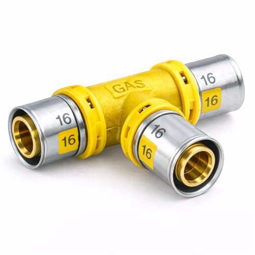 Raccordo Tee Gas a Pressione 16x16x16 per Tubo Multistrato Derivazione a T Alta Tenuta Installazione Rapida Impianti Gas LEMAG SRL