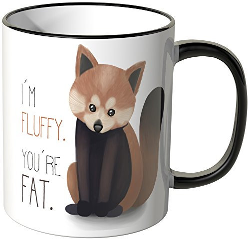 WANDKINGS® Tasse, Schriftzug „Im Fluffy, You´re Fat.“ - SCHWARZ