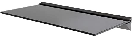 mahara Black Glass Floating Shelf - small - 60cm wide wall mounted floating shelf supporting upto 20Kg, Easy Installation, use in any room