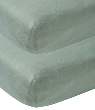 Meyco 563222 Jersey Spannbetttuch, 2-er-Pack, 40x80/90 cm (Wiege), Stone Green 100% Baumwolle, Steingrün
