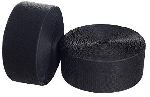 TUKA 12m x 100mm Klettband zum aufnähen, 12 meter Flausch & 12m Hakenband, Rückseite Nicht selbstklebend, 100mm breit Klettverschluss, Extra Stark Haftkraft Flausch & Haken, Schwarz TKB5036 black