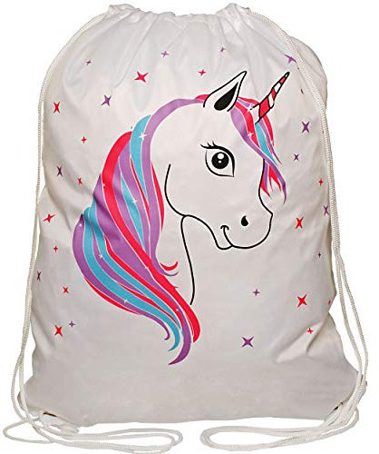 alles-meine.de GmbH Beutel/Tasche - Sportbeutel - Turnbeutel - Schuhbeutel - Einhorn & Sterne - wasserabweisend abwischbar - für Kinder Erwachsene Matchbeutel Einkaufstasche Be..