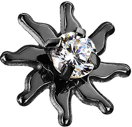 Piercingfaktor Aufsatz für Dermal Anchor Piercing Hautanker Implantat Skin Diver Strass Tribal Sonne Kristall Schwarz