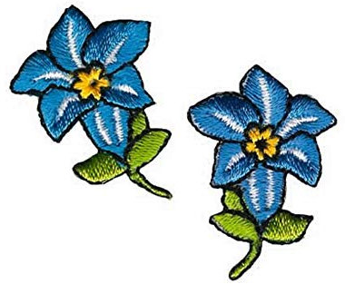 Kleiber 2er Set Bügelbild Applikation zum Aufbügeln Trachten Oktoberfest Enzian 3,5 cm x 2,5 cm
