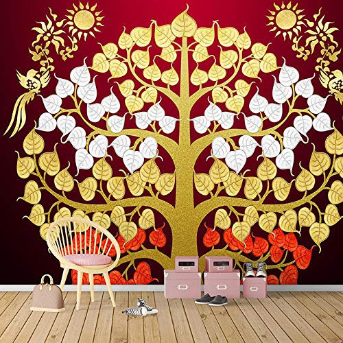 Yagu 8d südostasiatischen stil wandbild 5d thai yoga halle hintergrund tapeten nahtlose dekorative malerei benutzerdefinierte fototapete 3d effekt tapete tapeten wald vintage-300cm×210cm