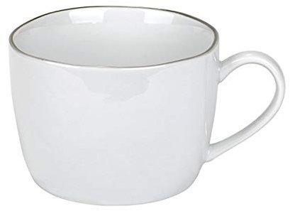 Lambert Piana Kaffee-/TEETASSE WEIß Rand GRAU