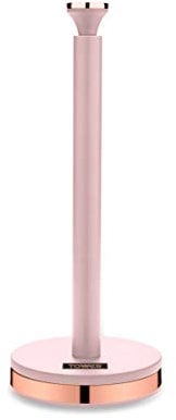 Tower T826133PNK Cavaletto Towel Pole Kitchen Roll Holder with Soft Underliner, Marshmallow Pink and Rose Gold