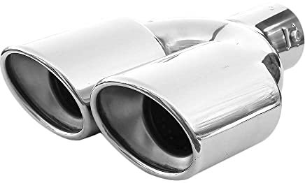 Doppel Auspuffblende Endrohr Endstuck Auspuff Blende Schalldampf Sportauspuff Universell Schalldampf Sport Tuning Optik Edelstahl Rund von 43mm bis 53mm