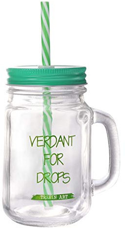 Cabilock Glass Jar with Lid Drinking Cup with Jam Jars with Lids 500ml Straw Mug with Glass Handles Drinking Glasses with Lids and Straws Glass Tumbler Glass Drink Cup Juice Lovers