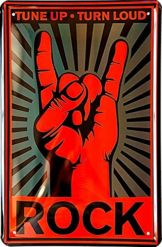Tin Sign Blechschild 20x30 cm Tune up Turn Loud Pommes Gabel Rock it Werkstatt Bar Kneipe Kult Motiv
