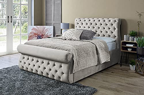Bed with Storage Underneath 5 ft King Size Bed Frame, Patented Gas Lift-Up Upholstered Bed Frame with Beige Headboard and Base, & 220 lbs (100kg) Storage MURPHY