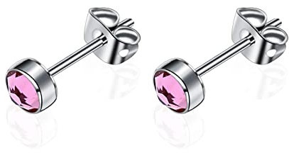 Artskin Boucles d'oreilles en titane G23 pour femmes filles boucles d'oreilles roses hypoallergéniques sans nickel 5 mm pour oreilles sensibles