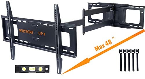 WHYFONE Supporto TV Parete con Braccio Articolato Extra Lungo 1219mm, Staffa TVs Girevole Inclinabile ed Estendibile, Braccio TV per Schermi LCD/LED/OLED da 37-86 Pollici fino a 50kg, VESA 600x400mm