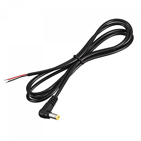 sourcing map 5.5mm x 2.1mm 90 Degree Right Angle DC Power Male Plug Jack to Bare Wire Open End Pigtail Power Cable Repair for Camera CCTV 1m Pack of 4