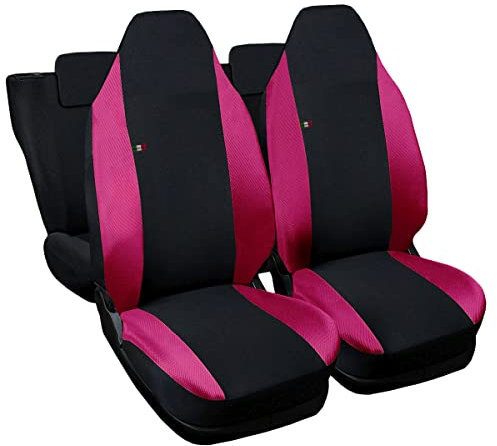 Susy Shop® Komplettes Set von Sitzbezügen mit integrierter Kopfstütze, Rückenlehne 50/50 (Schwarz - Fuchsia)