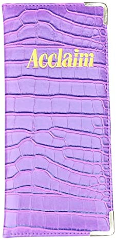 Acclaim Rigid Lawn Bowls Bowling Scorecard Holder Lightly Padded Synthetic Texture Effect 23 cm x 10 cm with Spring Clip & Pen Loop (Purple)
