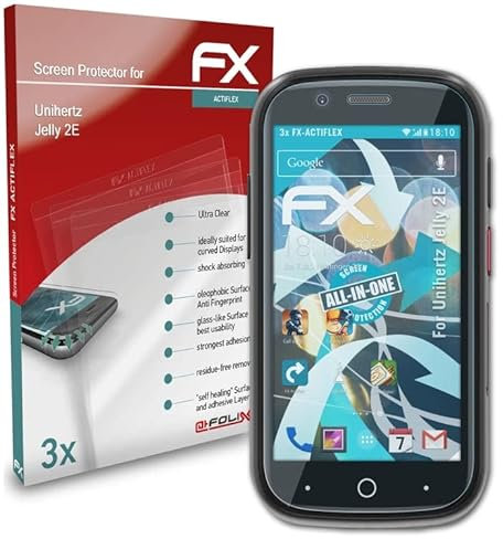 atFoliX Schutzfolie kompatibel mit Unihertz Jelly 2E Folie, ultraklare und flexible FX Displayschutzfolie (3X)