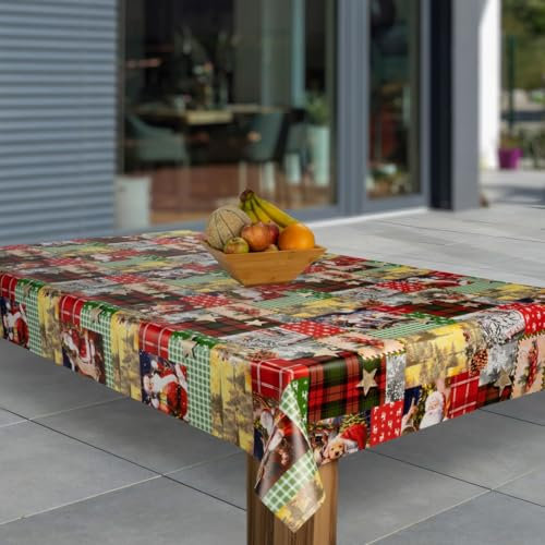 laro Wachstuch-Tischdecke Sterne Weihnachten Weihnachts-Motive PVC Wachstischdecke Eckig Meterware Wasserabweisend Abwischbar |20|, Muster:Weihnachten Collage Sterne Socken, Größe:118x220