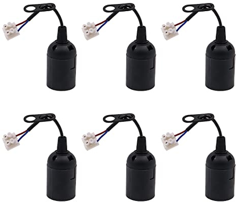 CENPEK 6 STÜCKE Lampenfassung e27 Lampenfassung Hängelampenfassung 4 A 220 V mit Vorverdrahtung - Schwarz