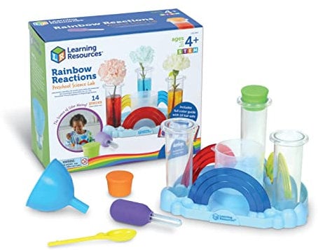 Learning Resources Regenbogen-Forschungslabor, ab 4 Jahren, Vorschul-Experimentierset, Mint-Spielzeug, Farbmisch-Experimente für Kinder, 14-teiliges Wissenschaftsset