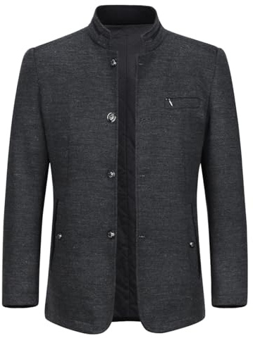 Allthemen Cappotto da Uomo Casual a Manica Lunga Trench Coat Ufficiale con Collo Giacca Lunga Generale Fit Cappotto Invernale Caldo Con Bottoni grigio L