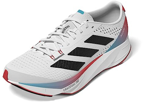 adidas Adizero SL, Shoes-Low (Non Football) Uomo, Ftwr White/Core Black/Bright Red, 42 2/3 EU