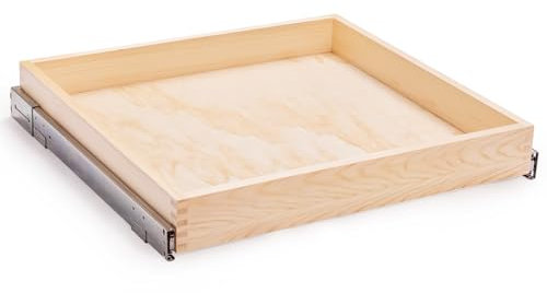 Mulush 81,3 cm B x 53,3 cm T x 7,6 cm H, ausziehbare Schrankschublade, sanft schließender Holz-Organizer für Küche, fertig, Boden- und Seitenmontage (Holzschubladenteil-Breite ist 78,7 cm)