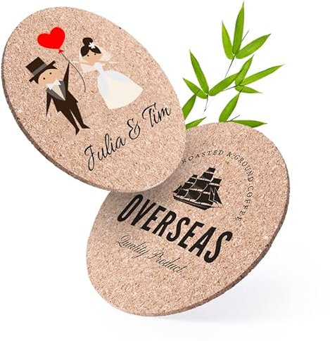 Dessous Verre - sous de Verre Personnalisable avec Texte & Logo [ sous Verres Bois ]