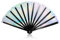 Silver Holographic Rave Hand Fan, Laser Iridescent Fan Large Folding Fan Festival Fan, Bamboo Folding Clack Hand Fan Glitter Fan Metallic Hand Fan for Night Club Dance Party Performance Outfit Props