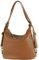 modamoda de T249 Damen Rucksack Schultertasche 2 in 1 aus Leder handmade in Italy, Farbe:Cognac