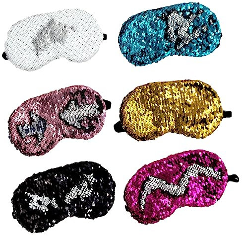 POPETPOP 6stücke Teiliges Glitzer Schlafmaske Im Meerjungfrauen-stil Komfortable Augenbinde Mit Pailletten Für Zuhause Und Reisen Rosé Blau Gold