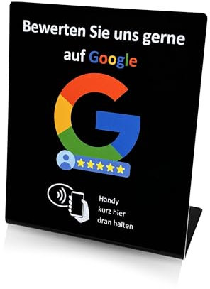 NFC Aufsteller Display für Google Bewertungen | Vorprogrammiert auf Ihr Geschäft | Starkes Google Ranking für Ihr Unternehmen - schwarz