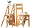 Klappbarer Bibliotheksleiter Aus Massivholz Faltbarer 4-Stufen-Hocker Zweizweck-Trittleitern 4-Stufen-Kletterstufen-Ausstellungsständer Blumenständer (Wood, 46x37x90CM)