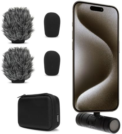 Movo DoubleMic-UC Dual Capsule USB C Microphone for iPhone 15- Two-Sided Cardioid Condenser iPhone 15 Microphone for Video Recording- Professional Microphone for iPhone 15, iPad, iOS