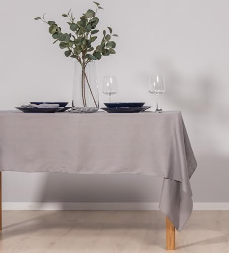Ger3as 100% Leinen Tischdecke – Stonewashed, leichte & Pflegeleichte Stofftischdecke (ca. 180 g/m²) für Küchentisch, Esstisch, Hochzeit oder Garten