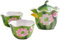 ATGQBCF Farbige Emaille Porzellanterrine Lotus Easy Quik Cup Kungfu Teeset Tragbares Reise Teeset Inklusive 1 Kanne+2 Tassen Teetassen-Set Teeservice Mit Teekanne