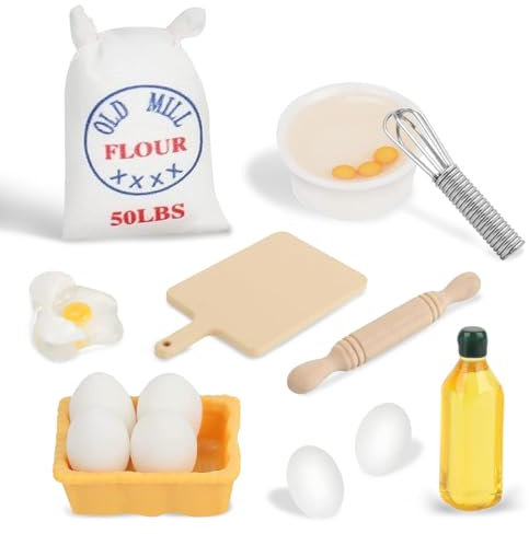 Wichtel Zubehör, 10 Stück Miniatur Wichtel Zubehör Backen Set, DIY Weihnachten Wichtel küche Puppenhaus Zubehör, Wichtel Backset, Küche Möbel Backen Zubehör für Wichteltür Deko