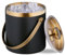 Feriany Stainless Steel Double Walled Ice Bucket with Lid, 2 Litre, Black and Gold