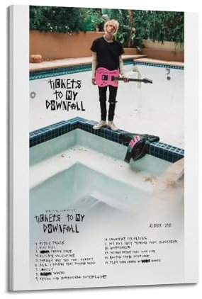nshdahns Mgk Poster mit Tickets To My Downfall von Mgk, Vintage-Kunst, Raumdekoration, ästhetisches Schlafzimmer-Poster für Schlafzimmer, 20 x 30 cm, Rahmenstil