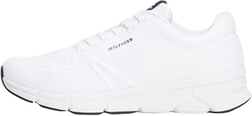 Tommy Hilfiger Herren Runner Sneaker Modern Comfort Knit mit Logo, Weiß (White), 44