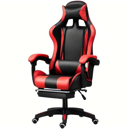 Sinlikon - Silla de oficina ergonómica, transpirable, altura regulable con soporte de brazo, cojín,ruleta (estilo G-rojo)