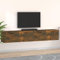 Meuble TV Mural, Meuble TV Suspendue Banc Télévision Armoires murales 2 pcs Chêne fumé 100x36,5x35 cm